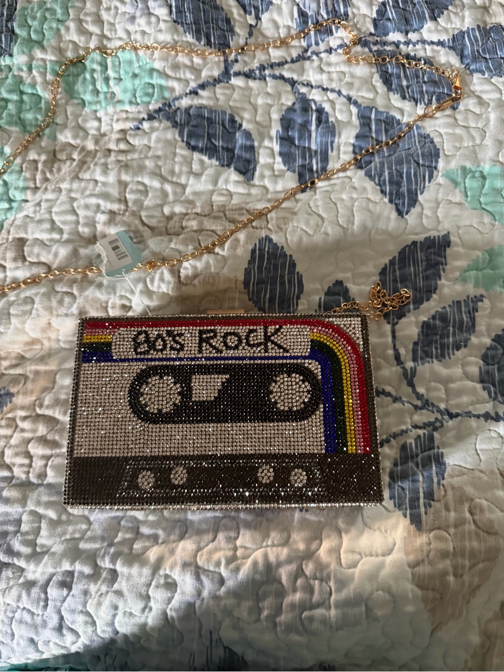 Multicolor '80s Rock Cassette Rhinestone Crossbody - Picture 2 of 4